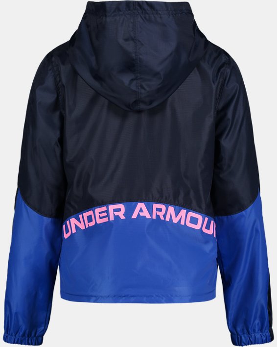 Girls' UA Manataug Windbreaker Jacket, Blue, pdpMainDesktop image number 2